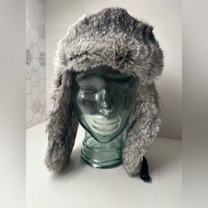 Mad Bomber Mens Natural Rabbit Fur Classic Trapper Hat Small Black Gray Large